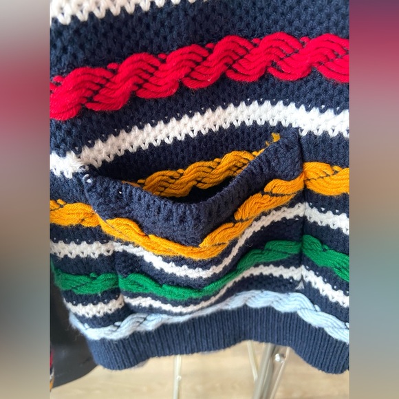 π LA LIGNE x Target Women's Textured Striped Cardigan Sweater Navy Red Yellow - Picture 14 of 17